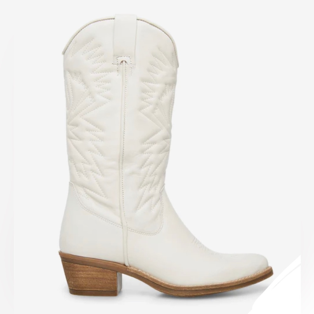 Steve Madden White Leather Cowgirl Boots
